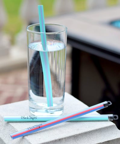 HotSips Reusable Straws - Large (20oz - 40oz) Living Coral & Aqua